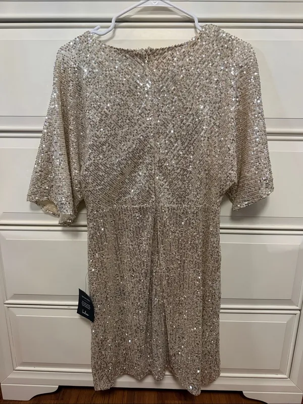 Lulus Weekender Silver Sequin Faux-Wrap Mini Dress - Image 4