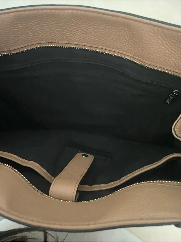 Rebecca Minkoff Side Zip Regan Leather Tote Bag Purse Tan - Image 6