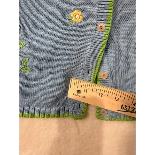 pendleton Vintage Floral Embroidered Cardigan Blue Green Trim Small - Image 4