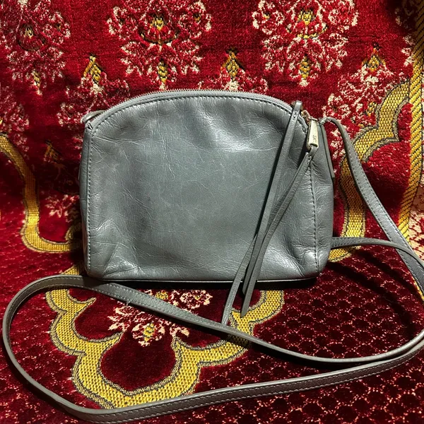 Vintage Hobo crossbody‎ leather purse in light teal/sage - Image 2