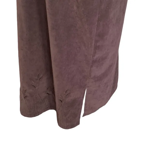 Vintage Faux Suede Jumper Dress Brown Prairie Midi Boho Modest Grunge Layering - Image 10