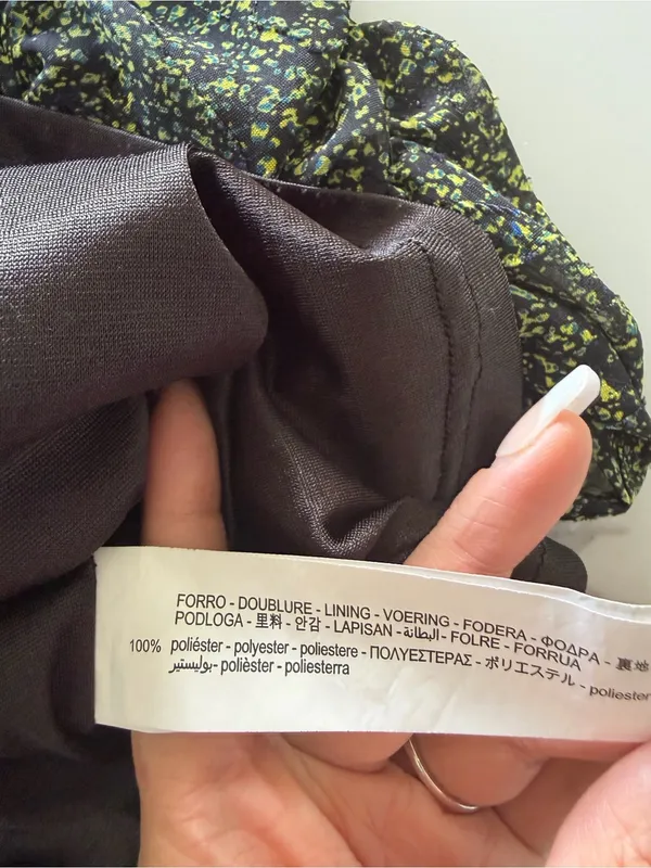 Zara Green Black Speckled Ruched V-Neck Mini‎ Dress Long Sleeve XS - Image 4