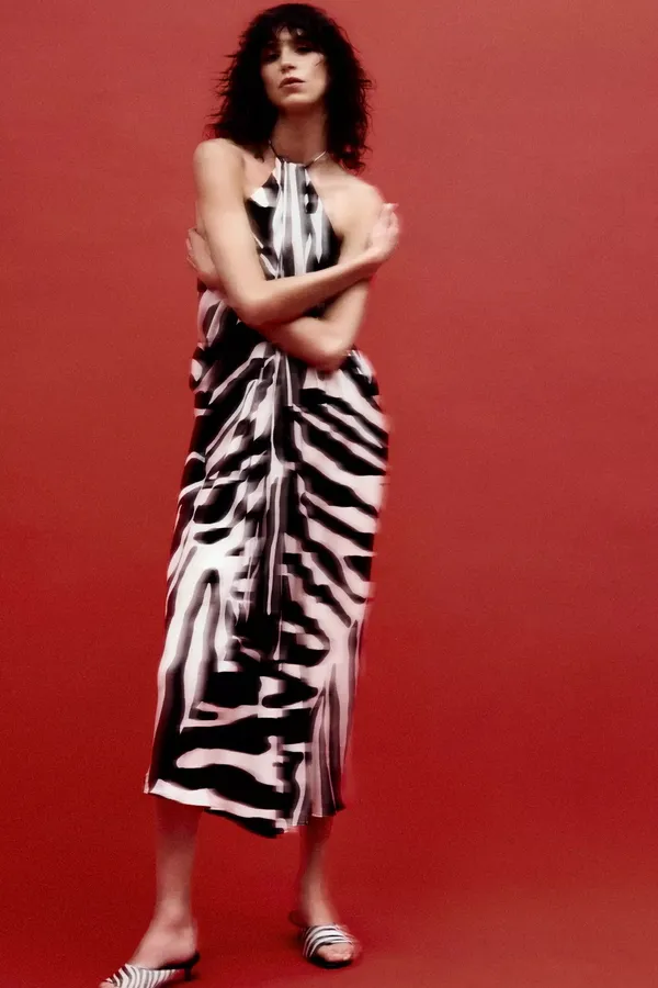 Zara animal print Zebra Print Halter Dress midi maxi evening party cocktail - Image 11