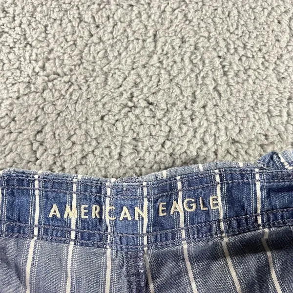 American Eagle Shorts Women 6 Blue White Striped‎ Pleated Paperbag Waist Boho - Image 8