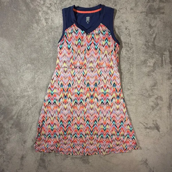 Title Nine Medium Chevron Athletic Dress Multicolor V Neck Built In Bra Pockets - Image 3