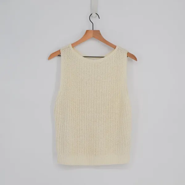 Abercrombie & Fitch Bare Shaker Sweater Tank Cream S Chunky Knit Sleeveless Knit - Image 2