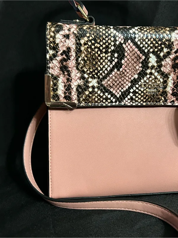 Dune London Pink Snake-Print Top Handle Crossbody Bag Sanitizer Holder NWOT - Image 4