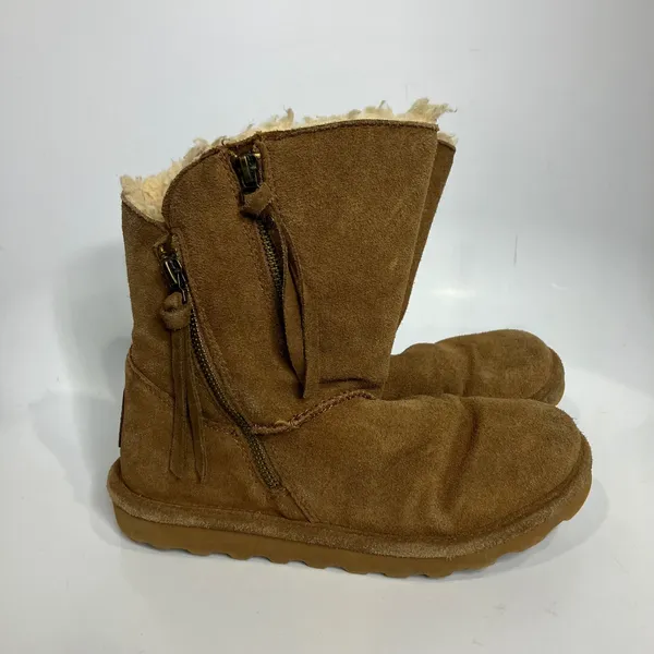 Bear Paw mimi ankle suede & shearling boots zipper closure women's size‎ 6 - Image 5