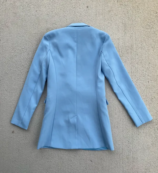 Tiger Mist Baby Blue Blazer XS Y2K Tailored It Girl Jacket - Image 7