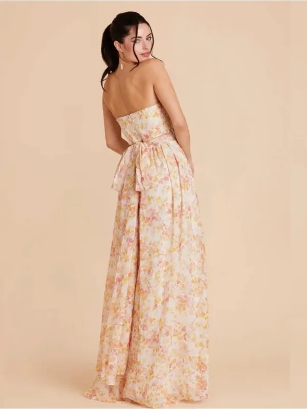 Birdy Grey Grace Convertible Dress with slit in Chiffon Pressed Floral sz S NEW - Image 2