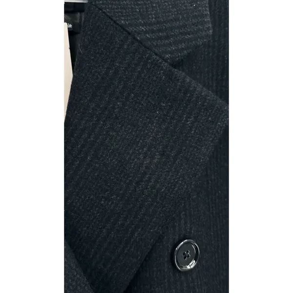 MANGO Double Breasted Pinstripe Long Wool Blend Coat Navy Dark Grey Women’s XXL - Image 5