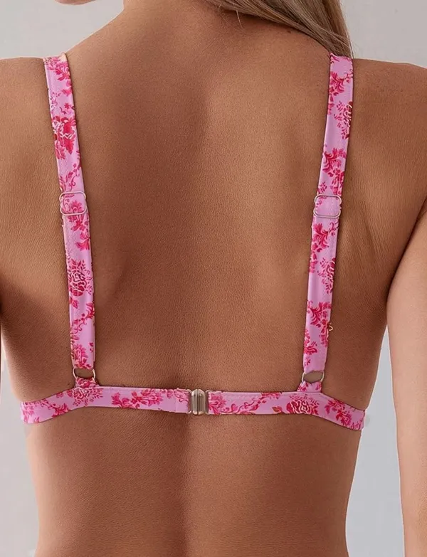 Zaful the Store GORGLITTER Women's Floral Paisley Swimsuit High Cut Thong Triangle Ring Bikini Sets Bathing - Image 4