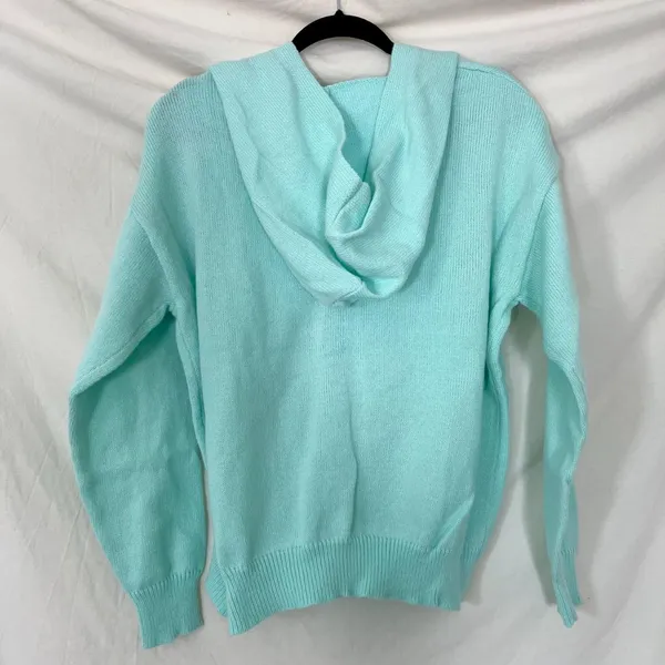 Comfy Chunky Hoodie Button Up Cardigan Jacket Size M Teal Green - Image 4