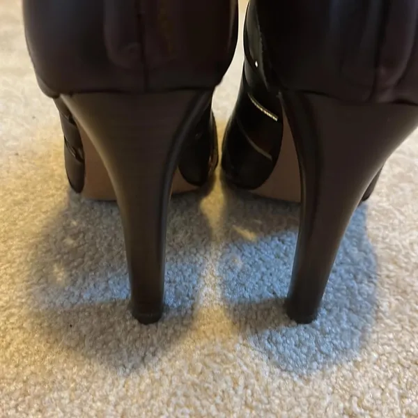 Rebecca Minkoff Derea Chocolate Burgundy Leather Cutout High Heel Boots size 10 - Image 6