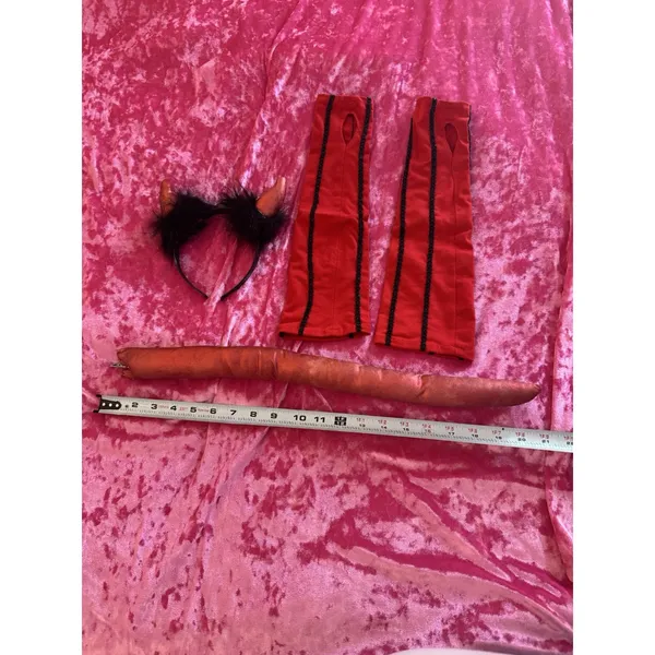 Red Black Devil Costume Set Halloween Cosplay Tail Horns Sleeves Character Kit - Image 5