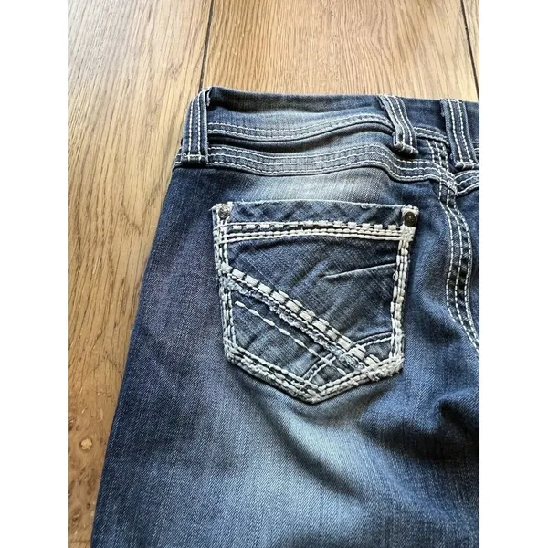 BKE STELLA Denim Blue Jeans Women's Size 27 24" CROP 3" Single Cuff Preppy Party - Image 7
