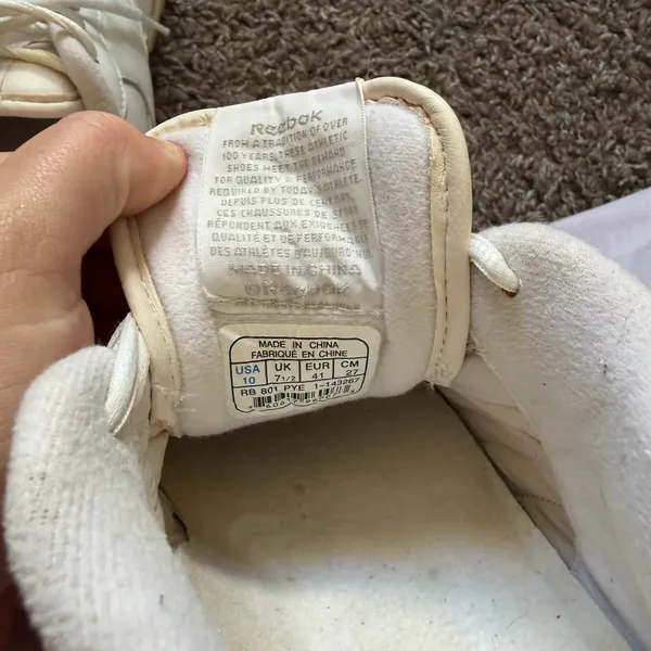 Vintage Reebok Classic Harman Run White Leather Gum Sole Sneakers - Image 8