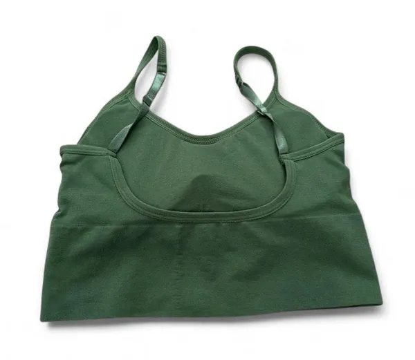 Olive Green Minimalist Sports Bra with Adjustable Straps - Image 5