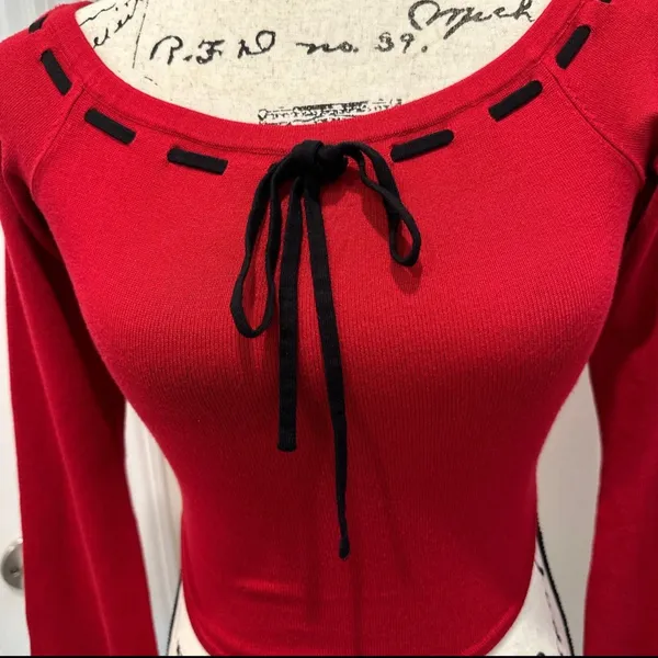 Garage Women's Red Long-Sleeve Tie-Front Top - Image 2