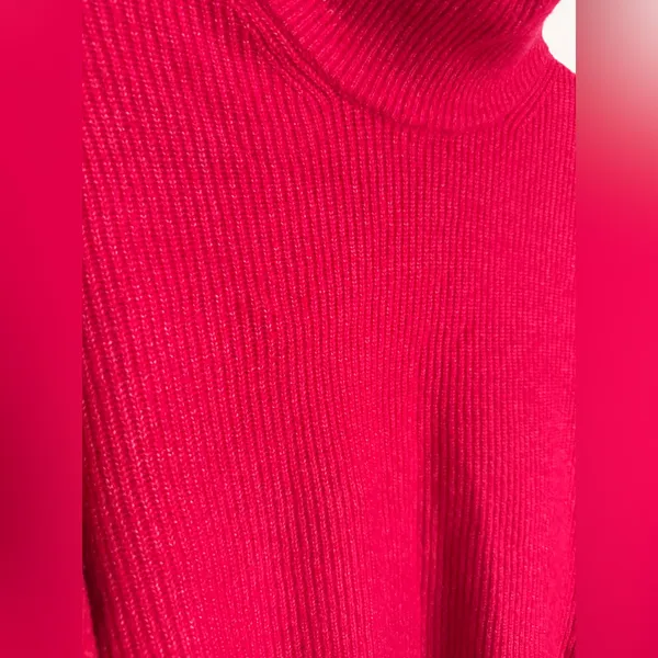 Abercrombie & Fitch women’s berry turtleneck knit sweater small funnel neck - Image 5