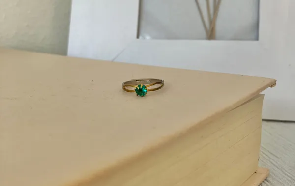 Petite Adjustable Birthstone Fashion Ring “Blessing” Green Emerald Forest Round Jewelry - Image 6