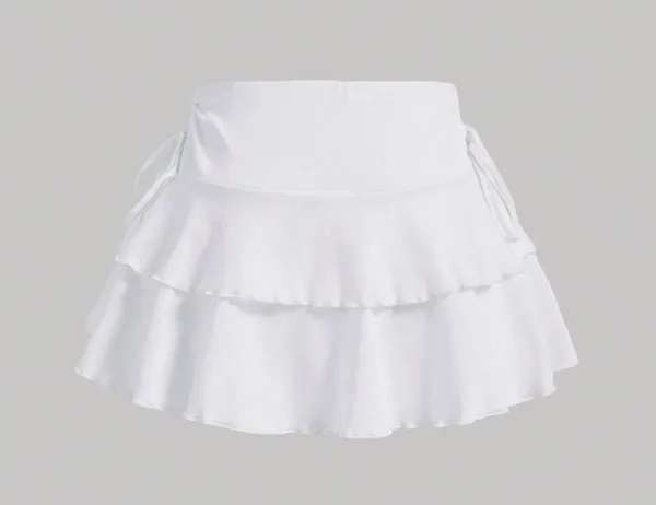 White Ruffle Trimmed Tiered Skirt Size XS - Image 4