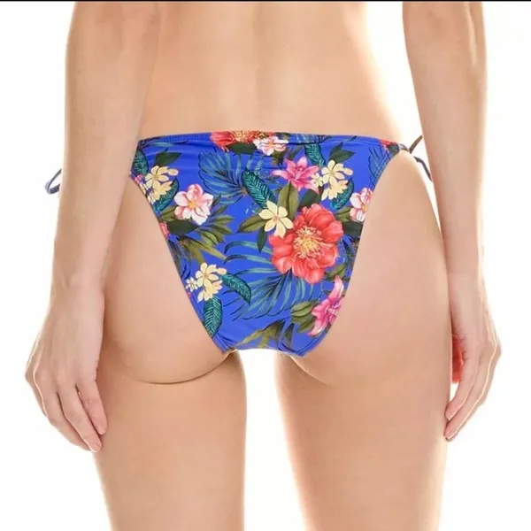 PILYQ Anthropologie Blue Floral Side‎ Tie Triangle String Bikini Bottom XS New - Image 5