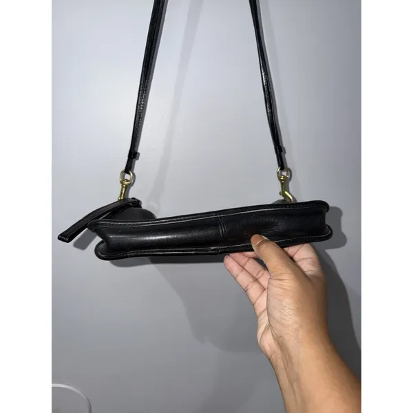 VTG Coach 70's Basic Bag Made in NYC USA Black Leather Clutch Wristlet Crossbody - Image 5