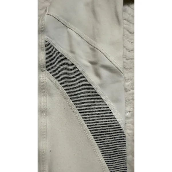 Lululemon Athletica Womens Full Zip Hooded Jacket Cream Size 10 Striped Sleeves - Image 5