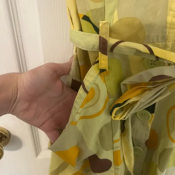 FINAL PRICE Mlle Gabrielle Yellow and Brown Polka Dot Midi Dress - Image 2