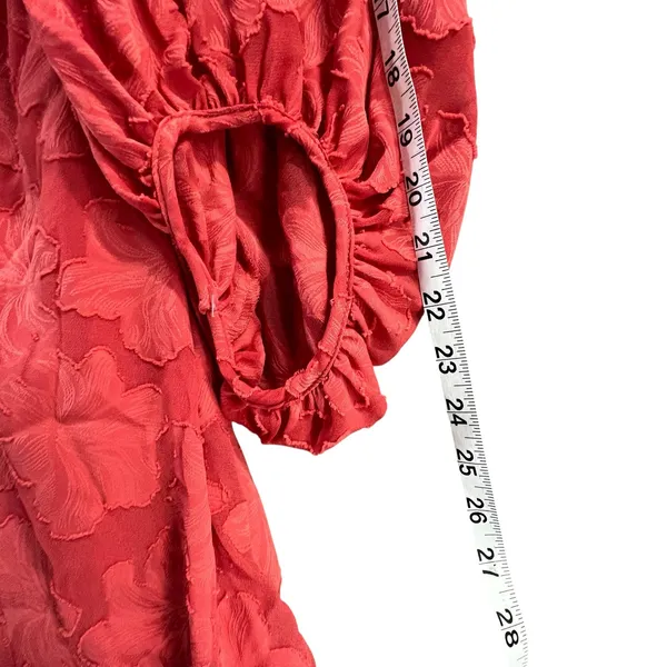 Anthropologie Plunge Mini Dress 16W Pink‎ Jacquard Floral Flirty Boho Feminine - Image 11