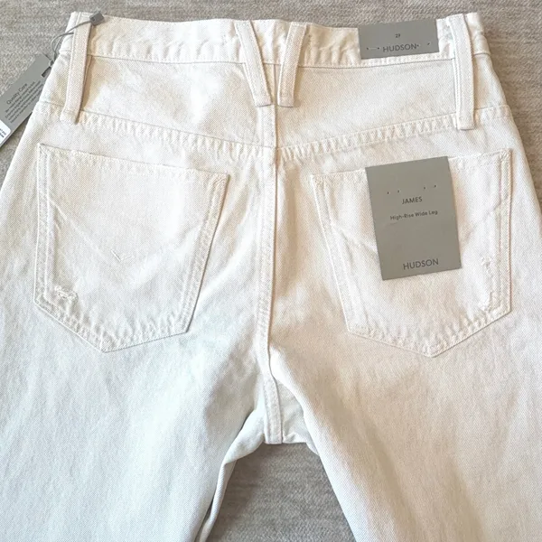 NWT HUDSON James High Rise Wide Leg Forward Seam Ecru Jeans‎ Womens 27 Ret $265 - Image 7