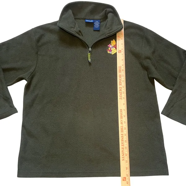 Winnie the‎ Pooh Disney Piglet Fleece 1/4 Zip Pullover Sweater Adult Large Green - Image 9