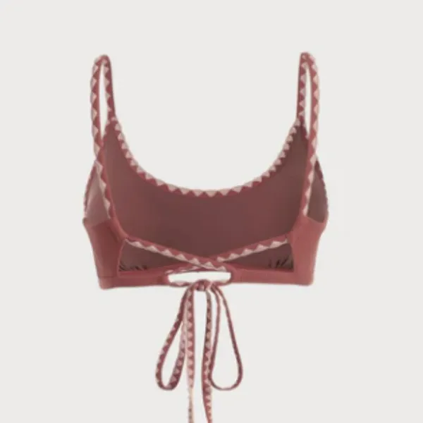 BERLOOK Tie Back Scoop Bikini Top ONLY 68 Red Size M - Image 7