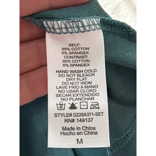 Double Zero Teal Pant Set Drift Away Mineral Wash Wide Leg Medium NWT - Image 12