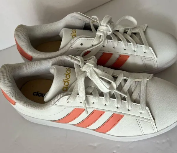 Adidas Grand Court White and Pink Shoes - Image 7