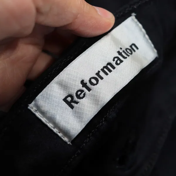 Reformation Stretch Flood Jeans Women 24 Black High Rise Wide Leg Raw Hem Denim‎ - Image 10