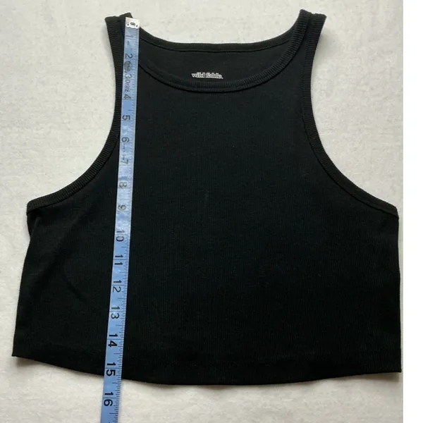 Wild Fable Womens Black Ribbed High Neck Crop Tank Top Size L - Image 4