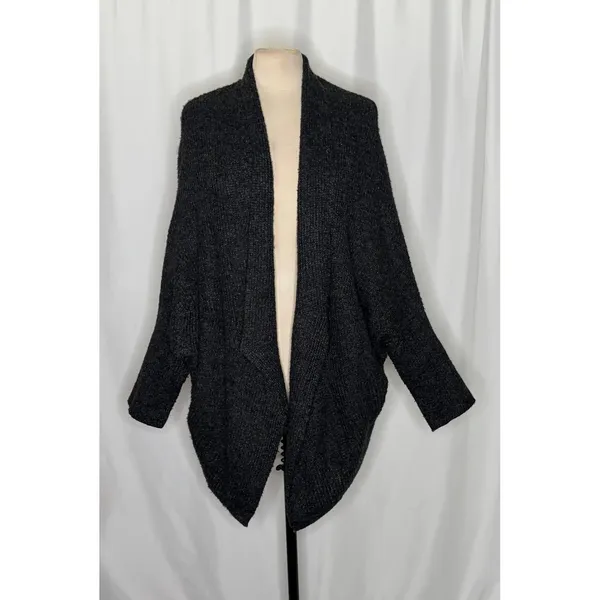 Anthropologie SLEEPING ON SNOW Primula Cocoon Cardigan Charcoal Gray Wool Large - Image 2