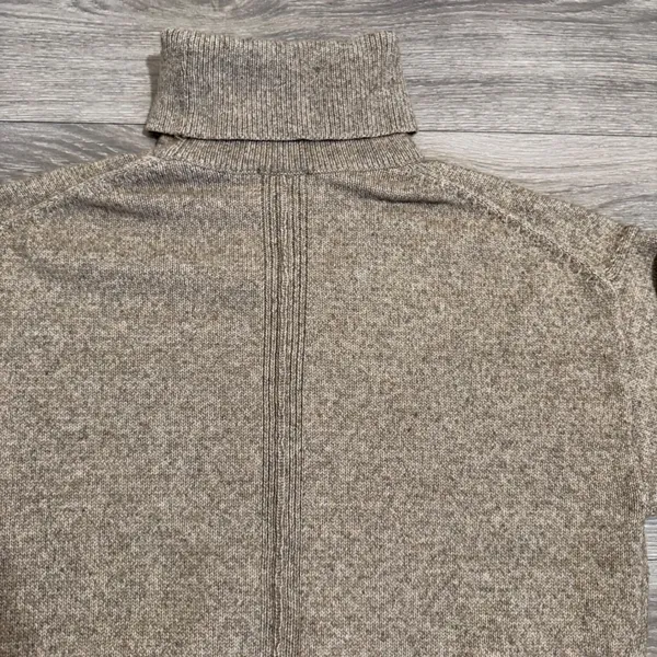 HM Womens Sweater S Oversized Beige Marl Turtleneck Wool‎ Blend Seam Detail - Image 13