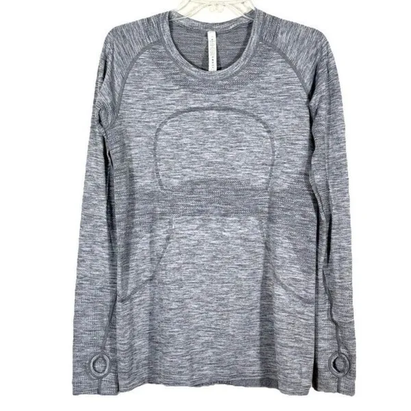 Lululemon Swiftly Tech Long Sleeve Shirt 2.0 Heathered Slate Gray Thumbholes 10 - Image 3