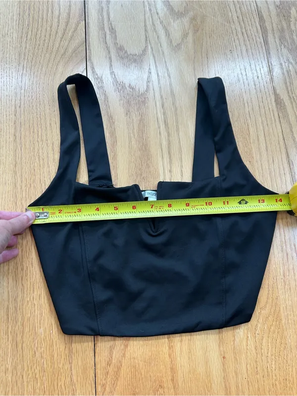 Bozzolo Women's Black Square‎ Neck Crop Top Front V-Notch Tank Size M - Image 7