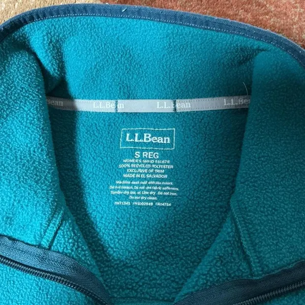 LL Bean Womens Granola Girl Trail Fleece Full Zip Jacket Teal Blue Size S 510678 - Image 2