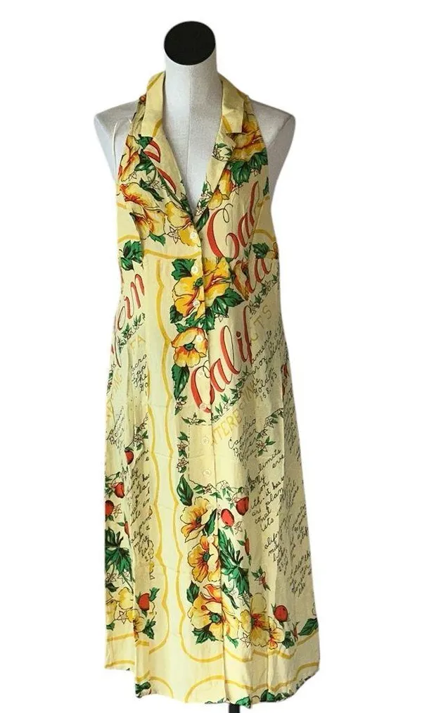 NWOT Urban Outfitters Floral Yellow Newspaper Print Shirt Dress - Image 4