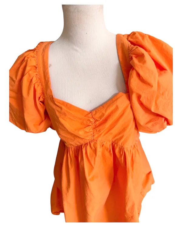 Showpo Orange Puff Sleeve Mini Dress Babydoll Tennessee Game Day 6 - Image 5