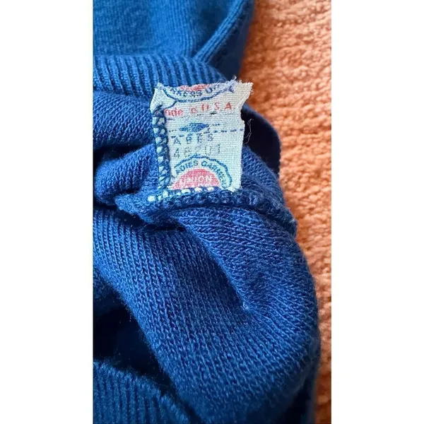 Vintage Dragonfly Blue Turtleneck Sweater Soft Wool Made in USA Size S - Image 3