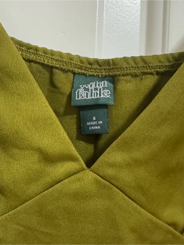 wild fable Olive Green Camisole with Black Lace Hem - Image 2