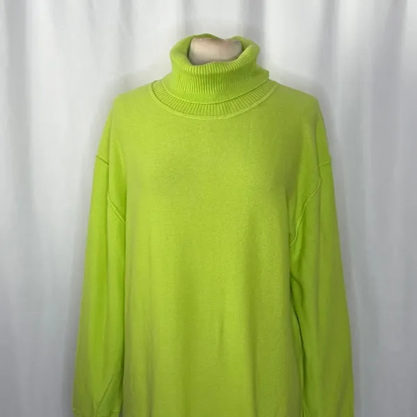NWT!! FREE PEOPLE Treasure Turtleneck Cashmere Sweater Lime Punch Knit Large - Image 3