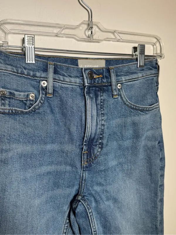 Everlane Original Cheeky Classic Blue Womens Straight-Leg Jeans 24R - Image 3