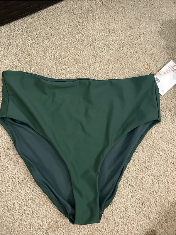 NWT Quince Italian high waist bikini bottoms palm large - Image 2